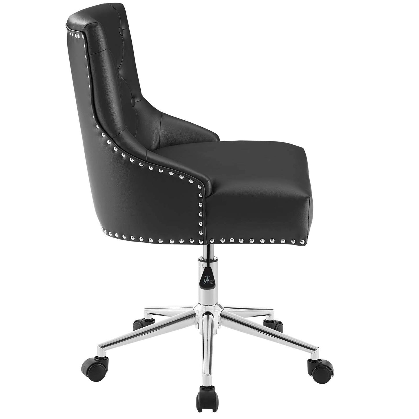 home office desk chairs | CasaFoyer Regent Button Tufted Upholstered Faux Leather Swivel Office Chair | Vintage Charm & Comfort | Metal Nailhead Trim | Padded Seat & Back | Chrome Base | 360 Swivel & Height Adjustment | 287 lbs Weight Capacity | casafoyer.myshopify.com