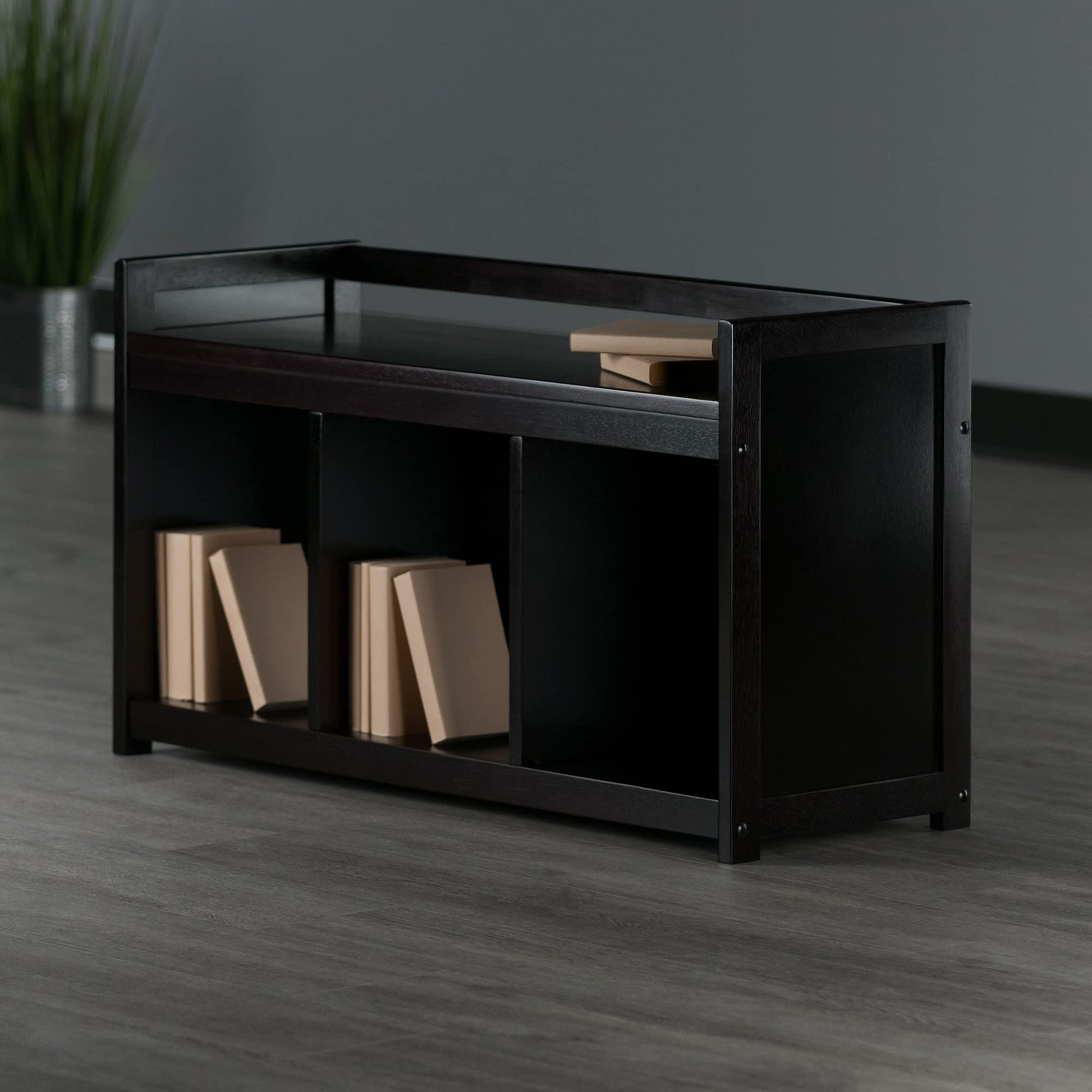 BENCH | Ergode  Wood Addison Entryway Storage Bench | Espresso | 3 Cubby Openings | Panel Dividers | Solid Wood & Composite | Easy Assembly | 37.4W x 13.3D x 20.8H | casafoyer.myshopify.com