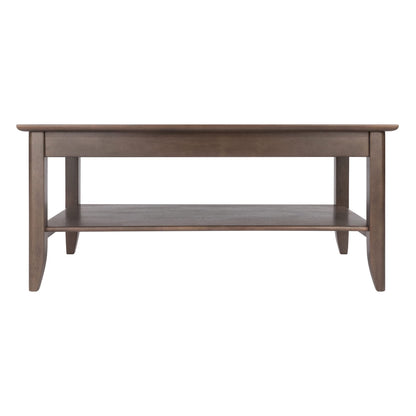 TABLE | Ergode  Wood Santino Coffee Table | Contemporary Oyster Gray Finish | Solid Wood Frame | Wide Lower Shelf for Storage | 40 W x 22.64 D x 18.03 H | casafoyer.myshopify.com