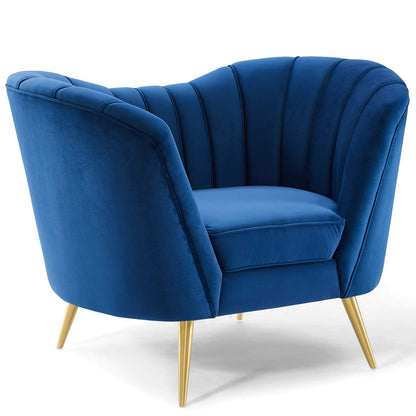 home office desk chairs | CasaFoyer Opportunity Armchair | Curved Performance Velvet | Vertical Channel Tufted | Navy | casafoyer.myshopify.com