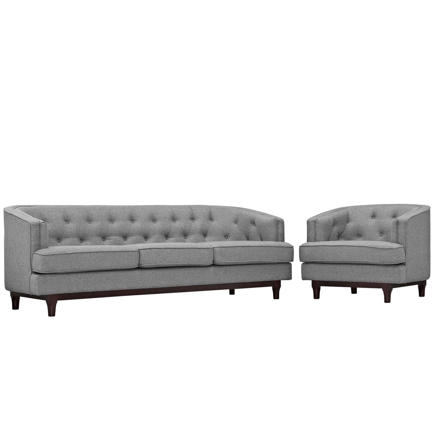 kitchen and dining room sets | CasaFoyer Coast Living Room Set | Sophisticated Mid-Century Elegance | Button Tufting | Polyester Upholstery | Walnut Legs | Removable Seat Covers | Comfortable & Durable | Includes Armchair & Sofa | casafoyer.myshopify.com