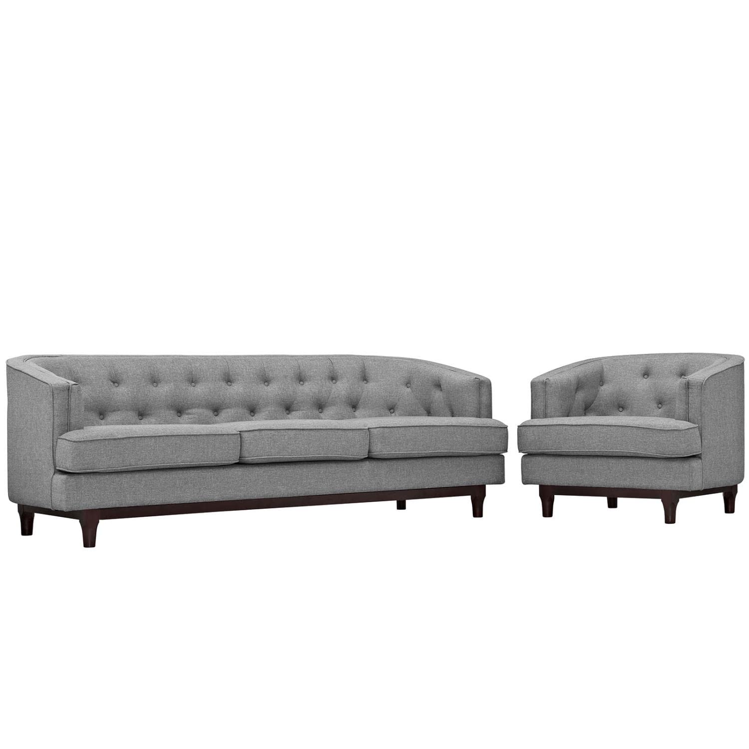 kitchen and dining room sets | CasaFoyer Coast Living Room Set | Sophisticated Mid-Century Elegance | Button Tufting | Polyester Upholstery | Walnut Legs | Removable Seat Covers | Comfortable & Durable | Includes Armchair & Sofa | casafoyer.myshopify.com