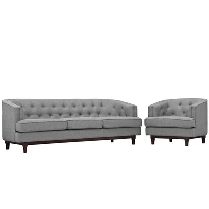 kitchen and dining room sets | CasaFoyer Coast Living Room Set | Sophisticated Mid-Century Elegance | Button Tufting | Polyester Upholstery | Walnut Legs | Removable Seat Covers | Comfortable & Durable | Includes Armchair & Sofa | casafoyer.myshopify.com
