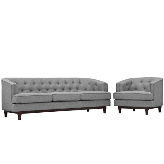 kitchen and dining room sets | CasaFoyer Coast Living Room Set | Sophisticated Mid-Century Elegance | Button Tufting | Polyester Upholstery | Walnut Legs | Removable Seat Covers | Comfortable & Durable | Includes Armchair & Sofa | casafoyer.myshopify.com