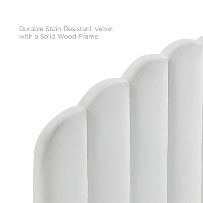 Bed | CasaFoyer Veronique Channel Tufted Scalloped Performance Velvet Twin Headboard | Luxurious Upholstery | Stain-Resistant | Adjustable Height | Compatible with Most Twin Beds | casafoyer.myshopify.com