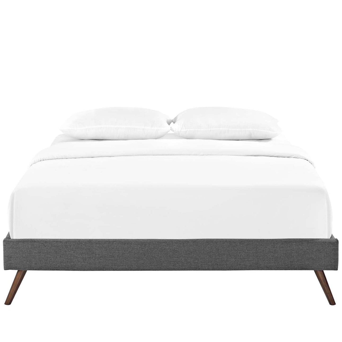Bed | CasaFoyer Loryn Platform Bed | Solid Wood Frame | Polyester Upholstery | Tapered Legs | No Box Spring Needed | Compatible with Memory Foam Mattresses | Gray | casafoyer.myshopify.com