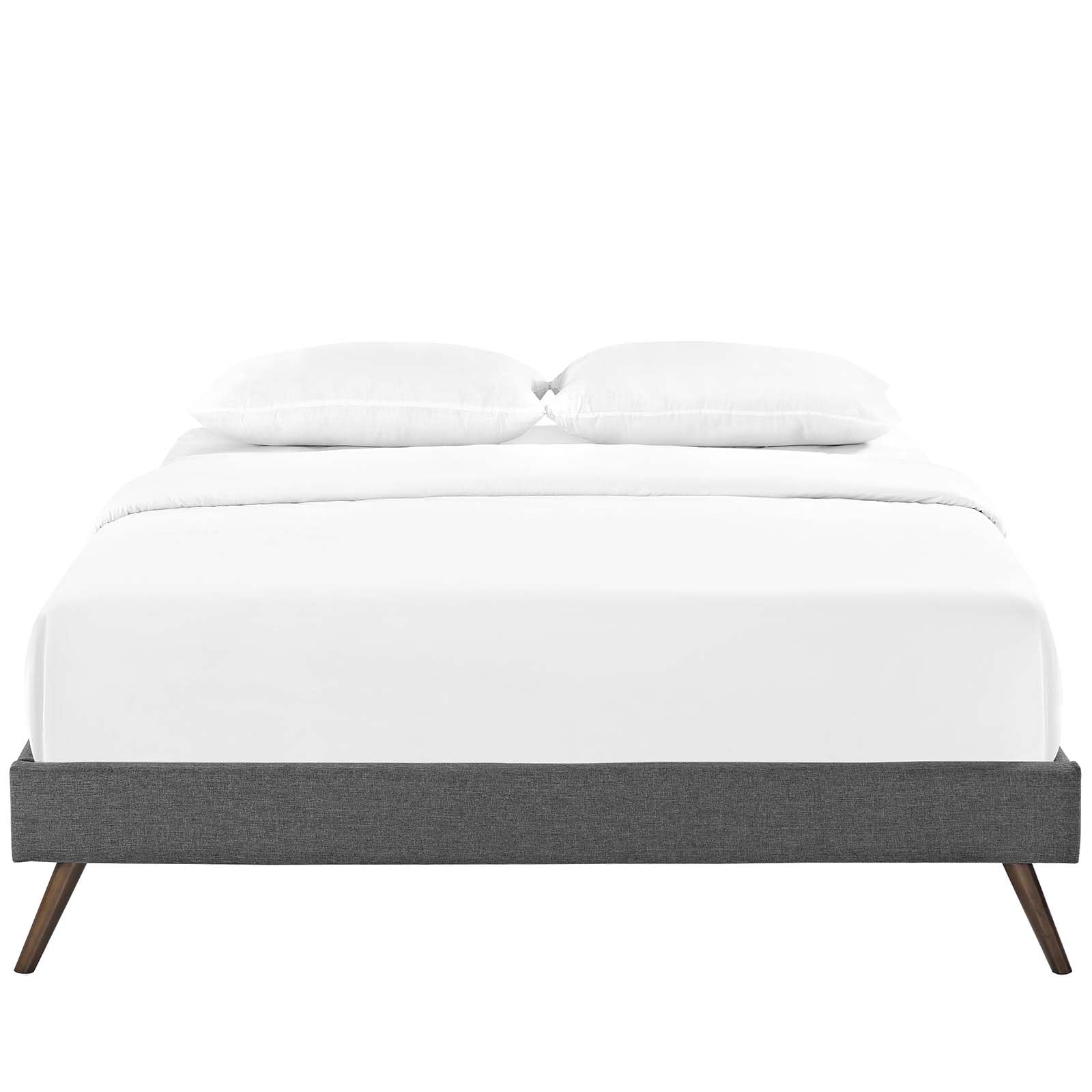 Bed | CasaFoyer Loryn Platform Bed | Solid Wood Frame | Polyester Upholstery | Tapered Legs | No Box Spring Needed | Compatible with Memory Foam Mattresses | Gray | casafoyer.myshopify.com