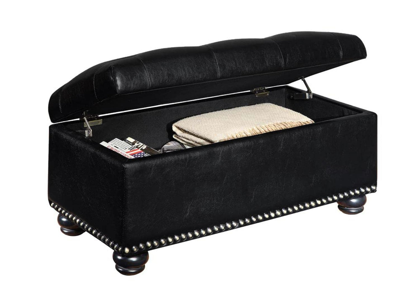 Ottoman | Elegant Designs4Comfort 7th Avenue Storage Ottoman | Nailhead Trim | Stylish Bench & Practical Storage | Lift-Up Lid | Revitalize Home Decor | casafoyer.myshopify.com