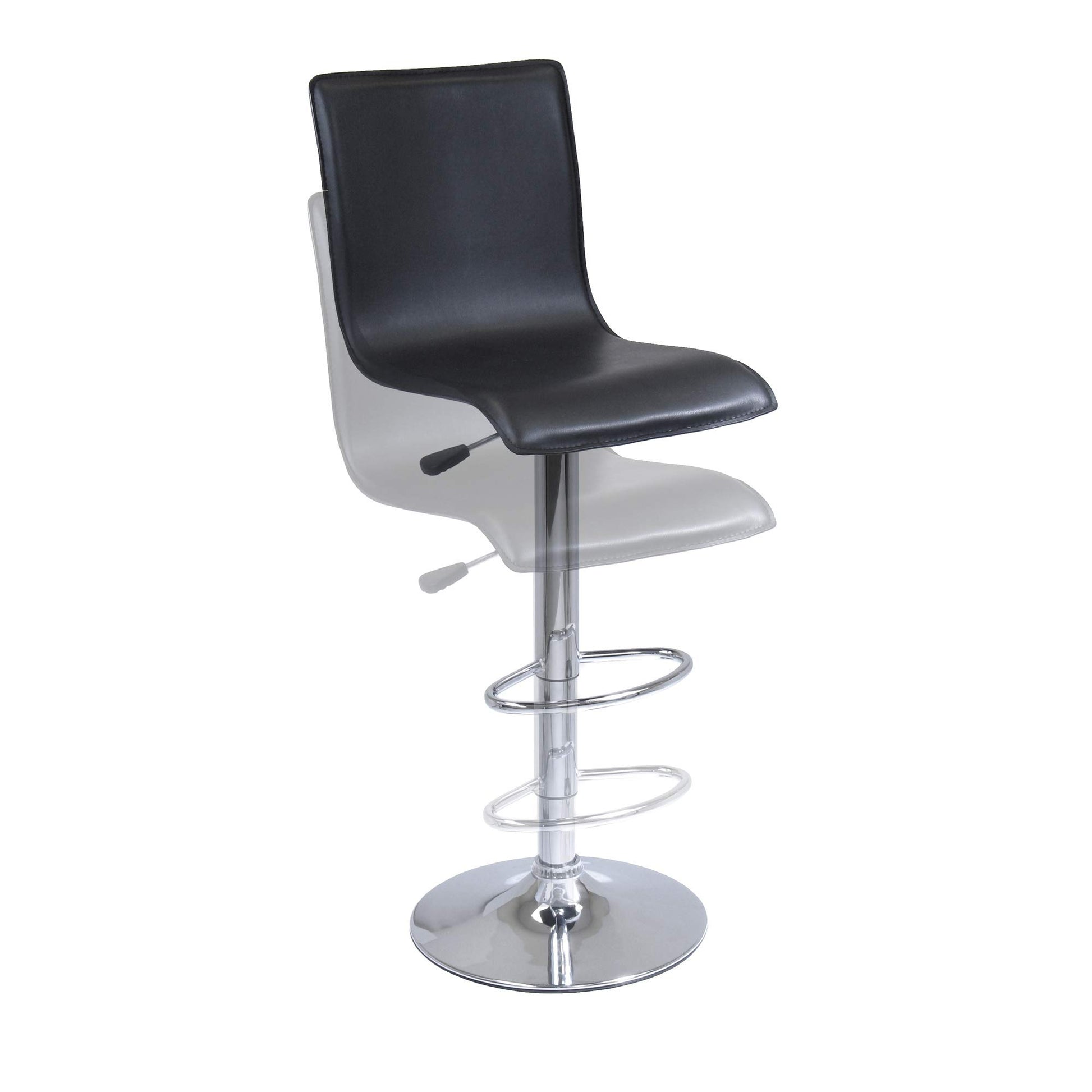 STOOL_SEATING | CasaFoyer  Wood High Back Airlift Adjustable Swivel Stool | Sleek Black Faux Leather Seat | 360 Swivel | Adjustable Height | Footrest | Durable Base | Easy Assembly | Replacement Parts | 16.34 W x 20 D x 45.08 H | 16.7 lbs | casafoyer.myshopify.com