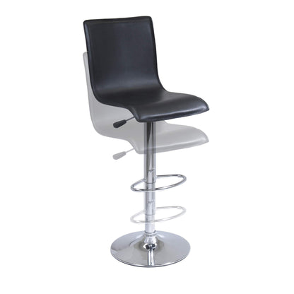 STOOL_SEATING | CasaFoyer  Wood High Back Airlift Adjustable Swivel Stool | Sleek Black Faux Leather Seat | 360 Swivel | Adjustable Height | Footrest | Durable Base | Easy Assembly | Replacement Parts | 16.34 W x 20 D x 45.08 H | 16.7 lbs | casafoyer.myshopify.com