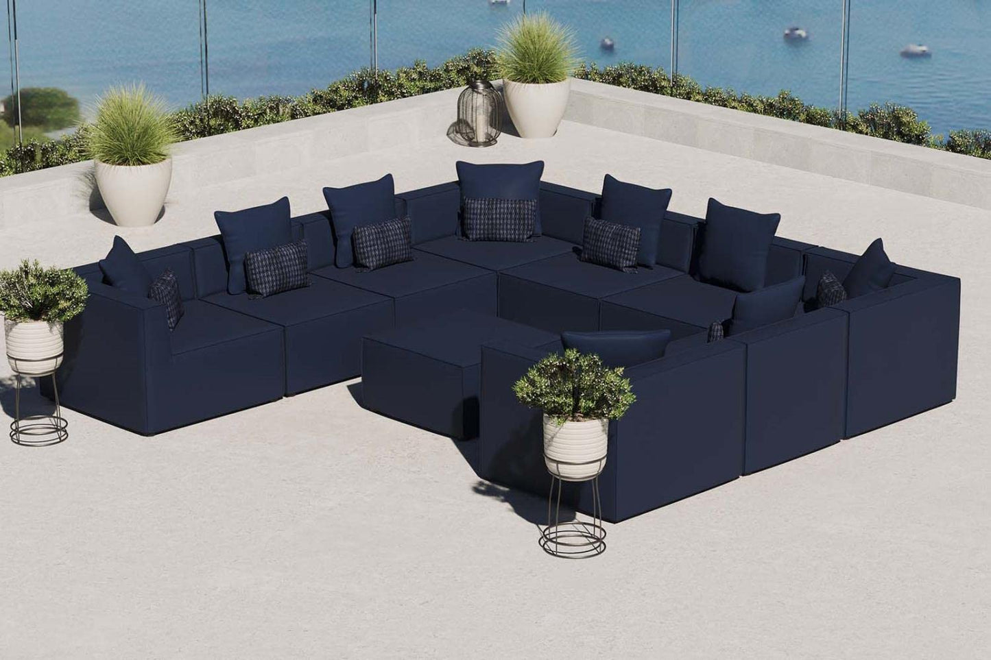 executive chairs | CasaFoyer Outdoor Patio Saybrook Upholstered 10-Piece Sectional Sofa | Comfortable & Stylish All-Weather Furniture Set | Navy | casafoyer.myshopify.com
