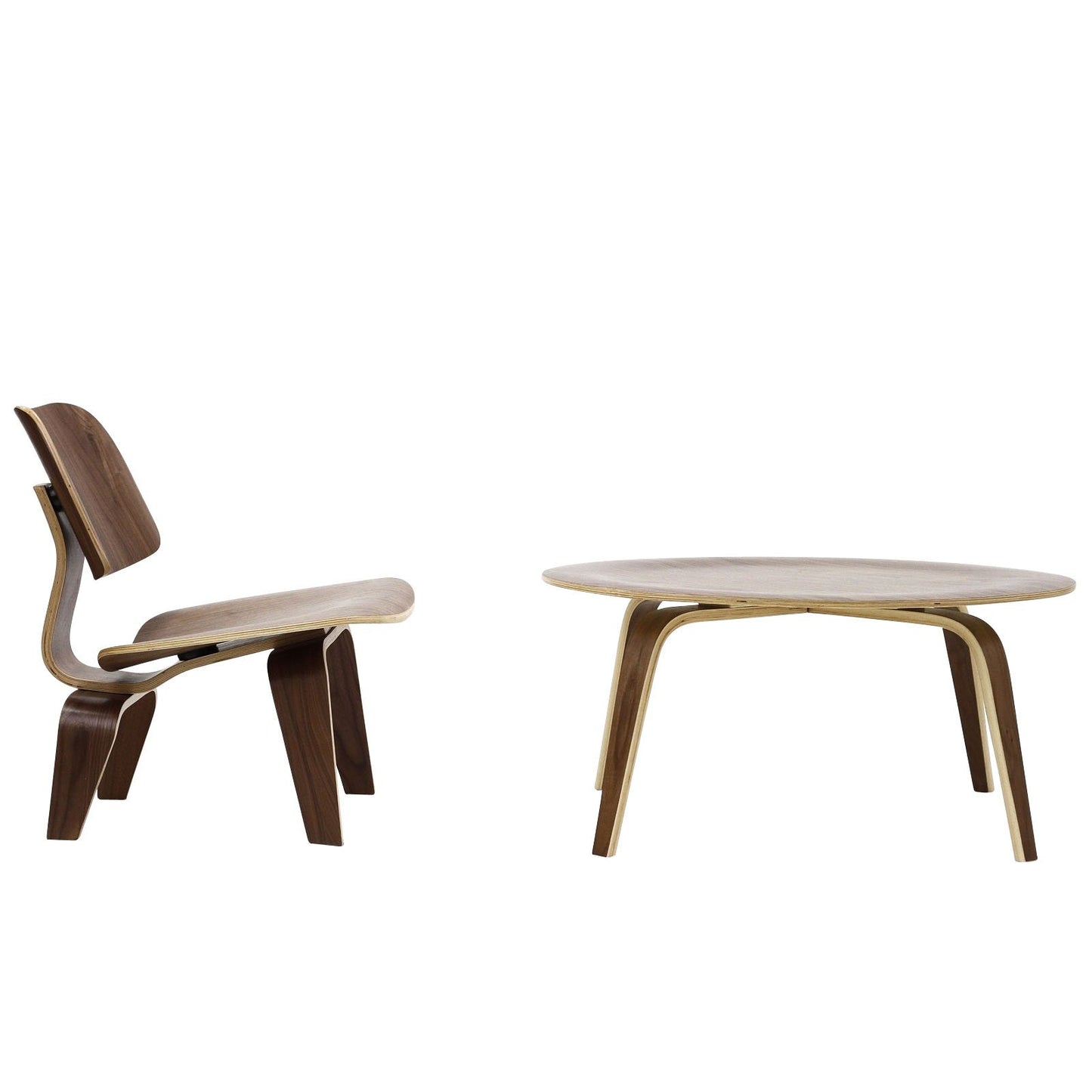 coffee tables | Ergode Classic Plywood Coffee Table & Lounge Chair Set | Walnut Veneer | Modern Design | Durable & Comfortable | Includes 1 Table & 1 Chair | casafoyer.myshopify.com