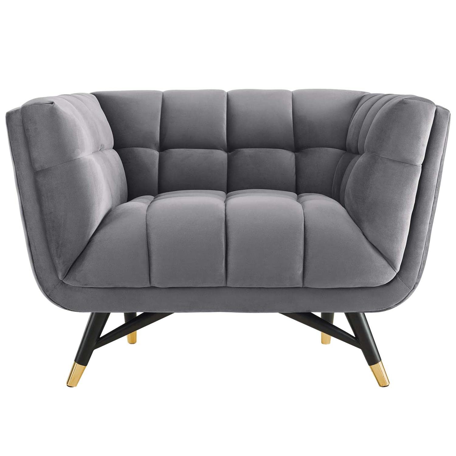 home office desk chairs | CasaFoyer Dept Performance Velvet Armchair | Chic, Contemporary, and Mid-Century Modern Design | Stain-Resistant Upholstery | Plush Comfort | Elegant Tufting | Splayed Black Birchwood Frame with Gold Metal Accents | 331 lbs Weight Capacity | casafoyer.myshopify.com