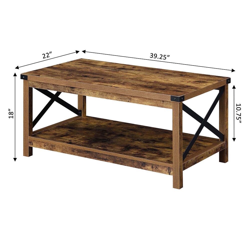 TABLE | Durango Coffee Table with Shelf | Industrial Farmhouse Style | Durable Particleboard & Metal Construction | Ample Surface Area & Storage Space | Ergode Durango Collection | casafoyer.myshopify.com