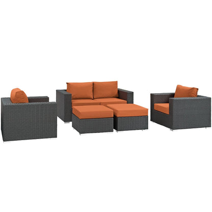 kitchen and dining room sets | CasaFoyer Sojourn Outdoor Patio Furniture Set | Sunbrella Cushions | Synthetic Rattan | UV Protection | Aluminum Frame | Includes Loveseat, Armchairs, Ottomans | Perfect for Patio, Backyard, Poolside | casafoyer.myshopify.com