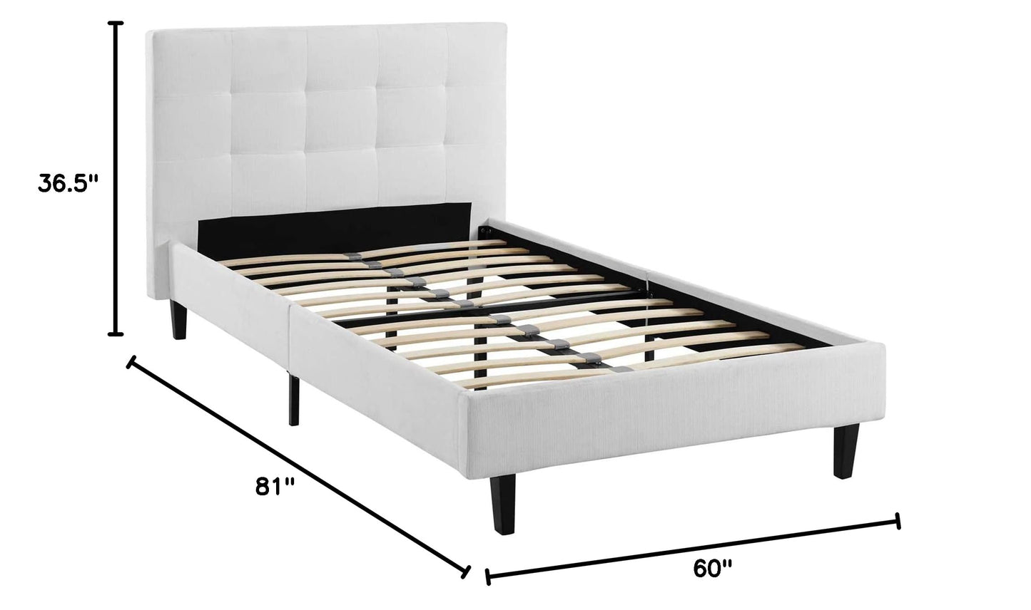 Bed | CasaFoyer Linnea Platform Bed | Elegant Upholstered Tufted Headboard | Solid Wood Legs | No Box Spring Needed | Supports Memory Foam, Spring, Latex, Hybrid Mattresses | Chic-Luxe Look | 1300 lbs Weight Capacity | Full Bed Frame Included (White) | casafoyer.myshopify.com