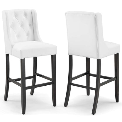 barstools | CasaFoyer Baronet Tufted Button Faux Leather Upholstered Bar Stool Set | Elegant, Comfortable, Durable | White | Set of 2 | casafoyer.myshopify.com