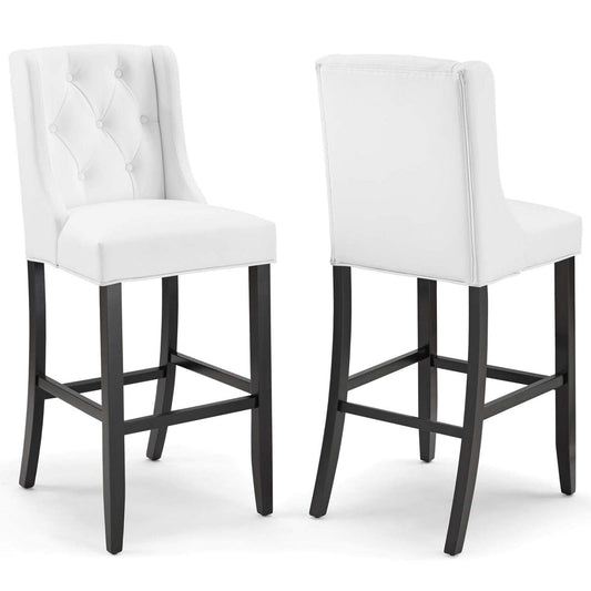 barstools | CasaFoyer Baronet Tufted Button Faux Leather Upholstered Bar Stool Set | Elegant, Comfortable, Durable | White | Set of 2 | casafoyer.myshopify.com