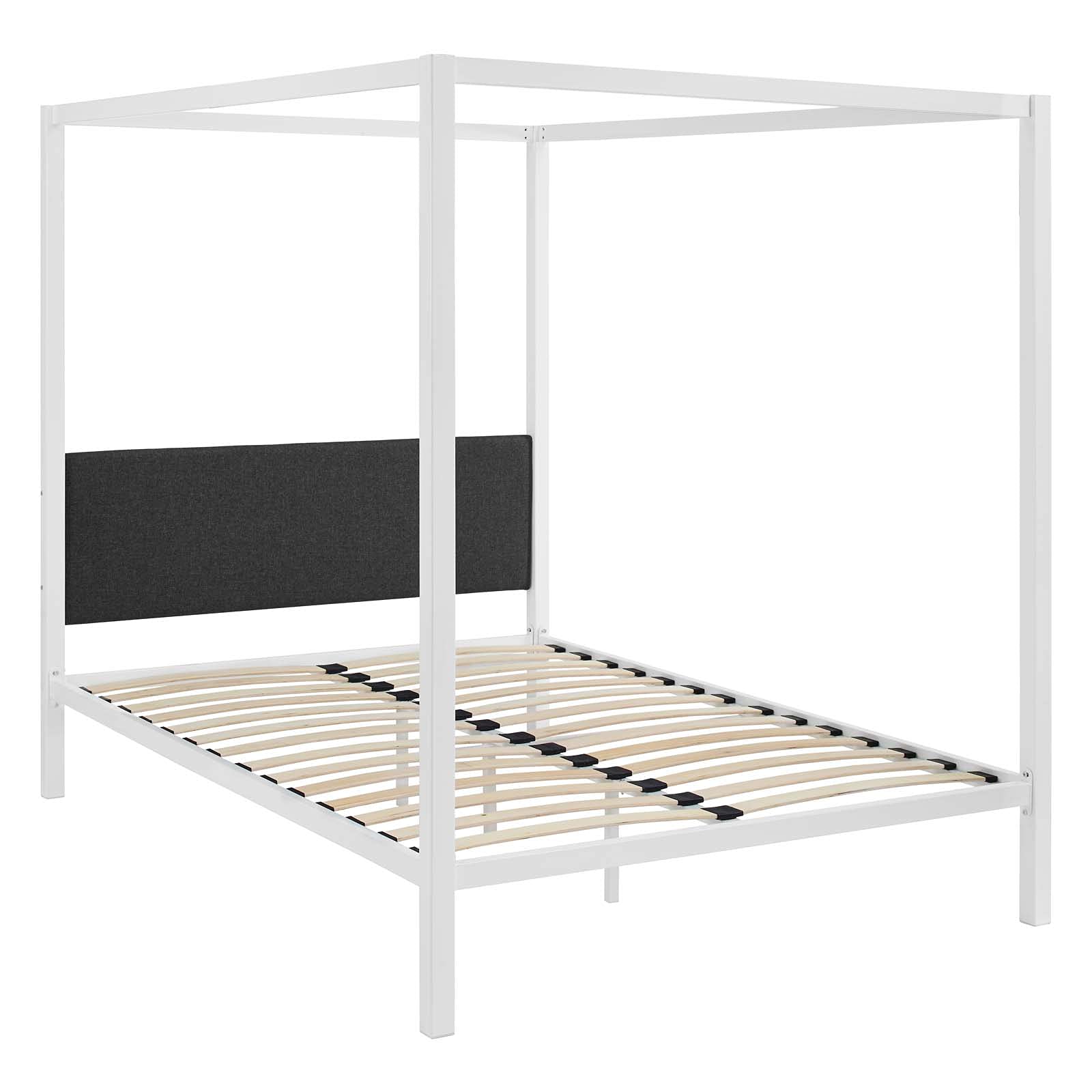 Bed | CasaFoyer  Raina Queen Canopy Platform Bed | Rustic Charm | Sturdy Steel Frame | Supports 1323 lbs | No Box Spring Needed | Mattress Not Included | casafoyer.myshopify.com