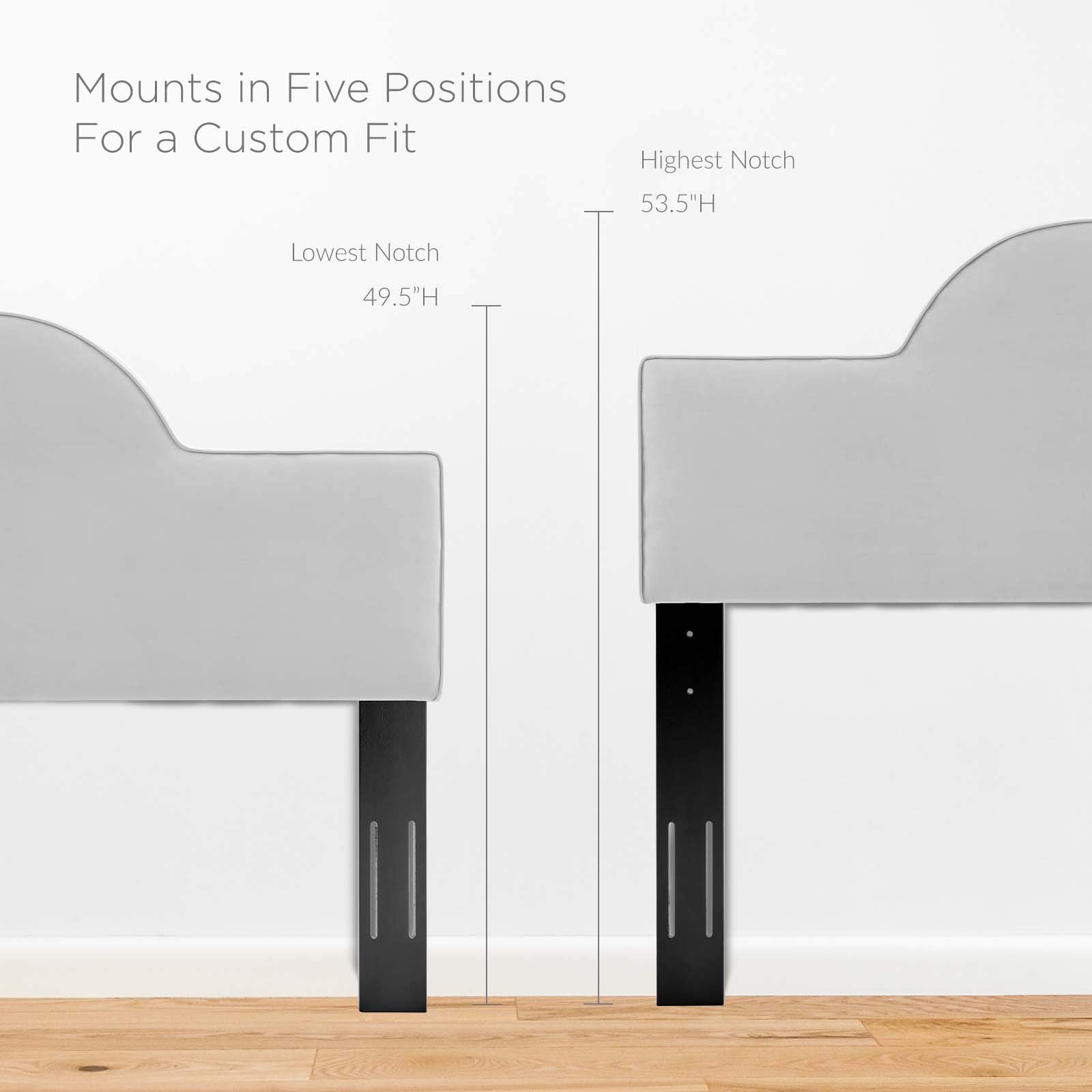 Bed | CasaFoyer Dawn Performance Velvet Twin Headboard | Enhance Ambiance, Luxury & Comfort | Adjustable Height | Stain-Resistant | Easy Assembly | Light Gray | casafoyer.myshopify.com