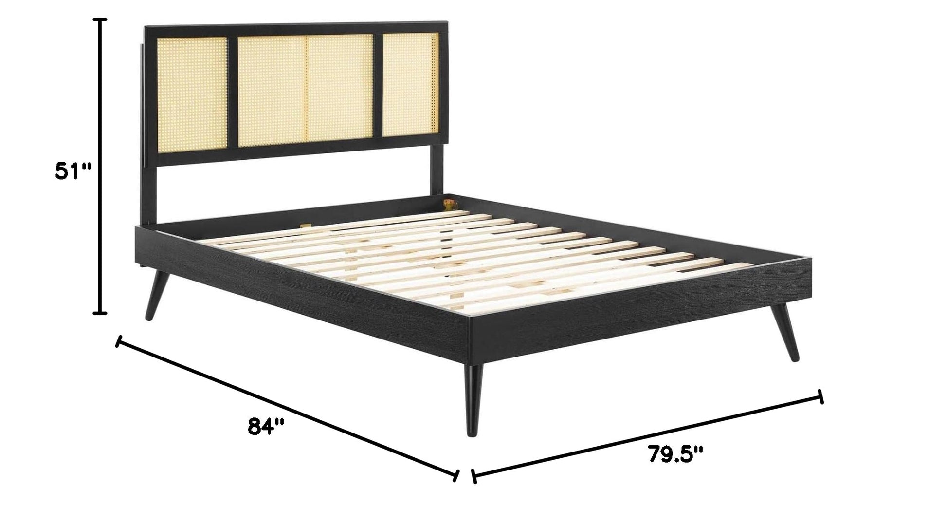 Bed | CasaFoyer Kelsea Woven Cane Rattan Wood King Platform Bed | Retro Design | Natural Aesthetics | High-Quality Wood | Sturdy Construction | No Box Spring Needed | Easy Assembly | King Size | casafoyer.myshopify.com