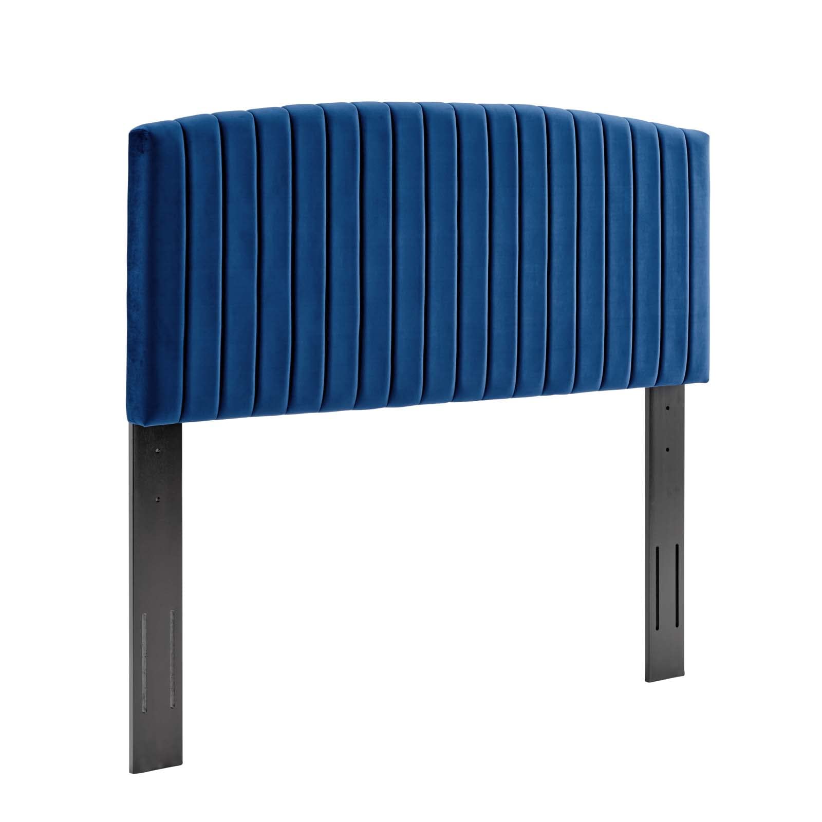 headboards | CasaFoyer Rebecca Full/Queen Channel Tufted Performance Velvet Upholstered Headboard | Navy | casafoyer.myshopify.com