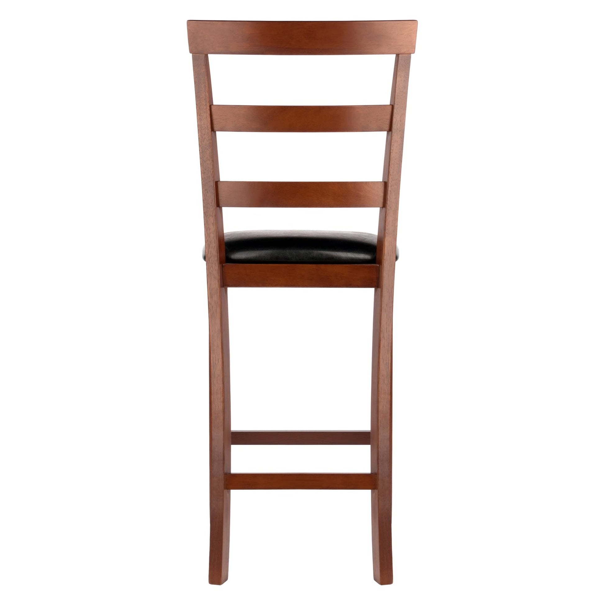 barstools | CasaFoyer Simone 2-Pc Ladder Back Counter Stool Set | Black Faux Leather | Walnut Frame | Comfortable Cushioning | 25H Seat Height | casafoyer.myshopify.com