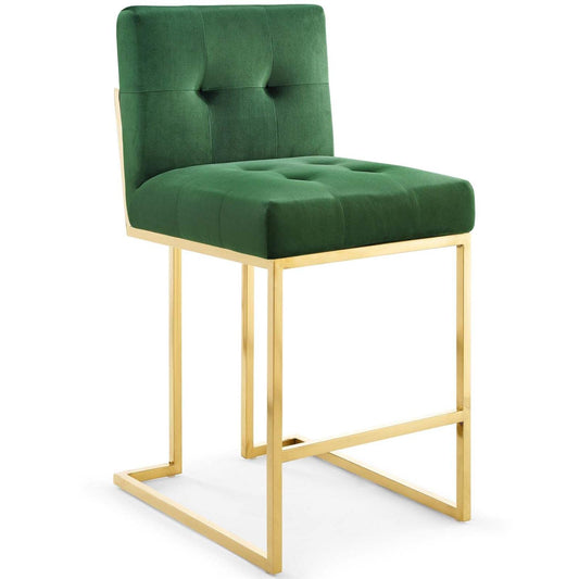 barstools | CasaFoyer Privy Gold Stainless Steel Counter Stool | Glamorous Velvet Upholstery | Sleek Modern Design | Gold Geometric Base | No Assembly Required | casafoyer.myshopify.com
