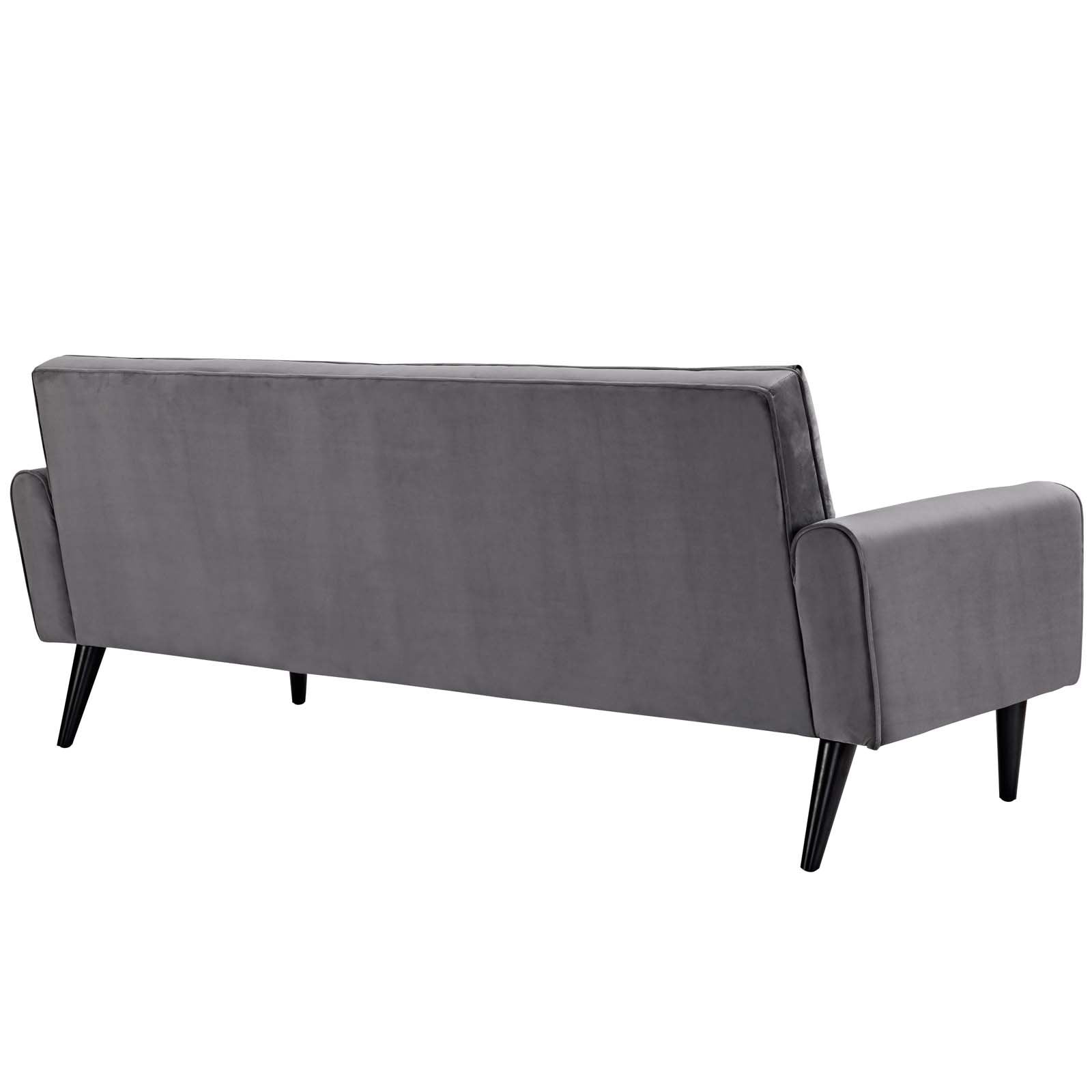 sofas | CasaFoyer Delve Performance Velvet Sofa | Luxurious Stain-Resistant Upholstery | Tufted Buttons | Curved Armrests | Solid Wood Legs | Dense Foam Padding | Non-Marking Foot Glides | Gray | casafoyer.myshopify.com