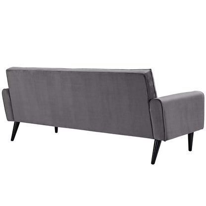 sofas | CasaFoyer Delve Performance Velvet Sofa | Luxurious Stain-Resistant Upholstery | Tufted Buttons | Curved Armrests | Solid Wood Legs | Dense Foam Padding | Non-Marking Foot Glides | Gray | casafoyer.myshopify.com