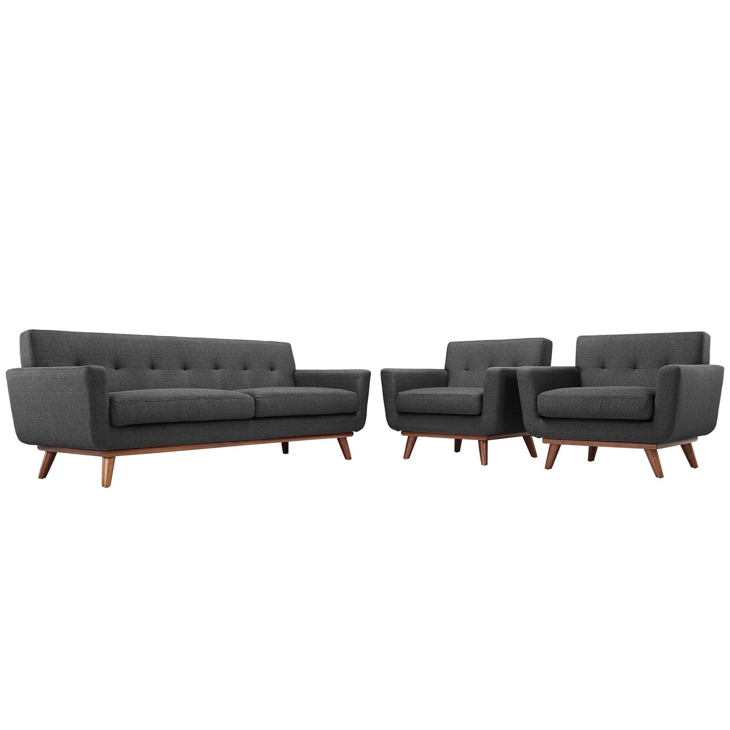 Sofa & chair Sets | Engage Sofa | Gently Curved Design | Dual Cushions | Tufted Buttons | Cherry Wood Legs | Armchair Set - Perfect for Lounging and Entertaining | casafoyer.myshopify.com