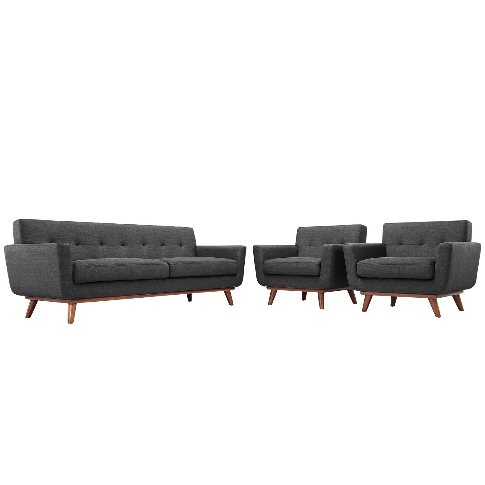 Sofa & chair Sets | Engage Sofa | Gently Curved Design | Dual Cushions | Tufted Buttons | Cherry Wood Legs | Armchair Set - Perfect for Lounging and Entertaining | casafoyer.myshopify.com