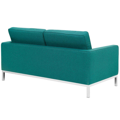 sofas | Mid-Century Modern Loft Loveseat | Stainless Steel Frame | Tufted Back & Seat | Ideal for Reception, Living Rooms, Hotels & Restaurants | casafoyer.myshopify.com