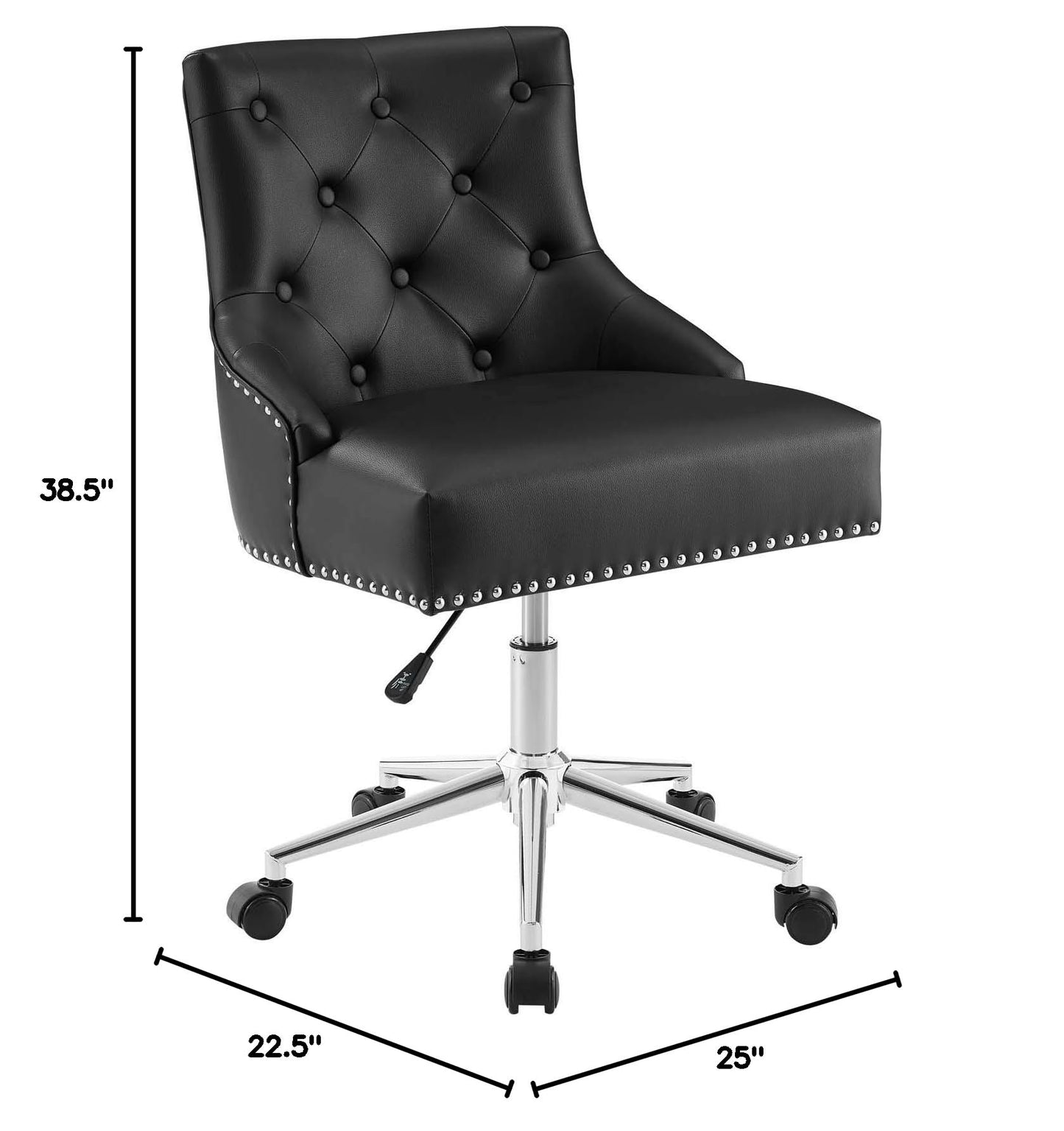 home office desk chairs | CasaFoyer Regent Button Tufted Upholstered Faux Leather Swivel Office Chair | Vintage Charm & Comfort | Metal Nailhead Trim | Padded Seat & Back | Chrome Base | 360 Swivel & Height Adjustment | 287 lbs Weight Capacity | casafoyer.myshopify.com