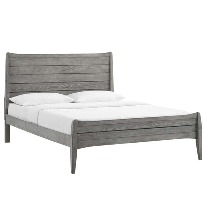 Bed | CasaFoyer Georgia Wood King Platform Bed | Rustic Charm | Modern Farmhouse Style | Durable Rubberwood & MDF | Sturdy Foundation | LVL Reinforced Center Beam | Wood Slat Support System | Assembly Required | Gray | casafoyer.myshopify.com