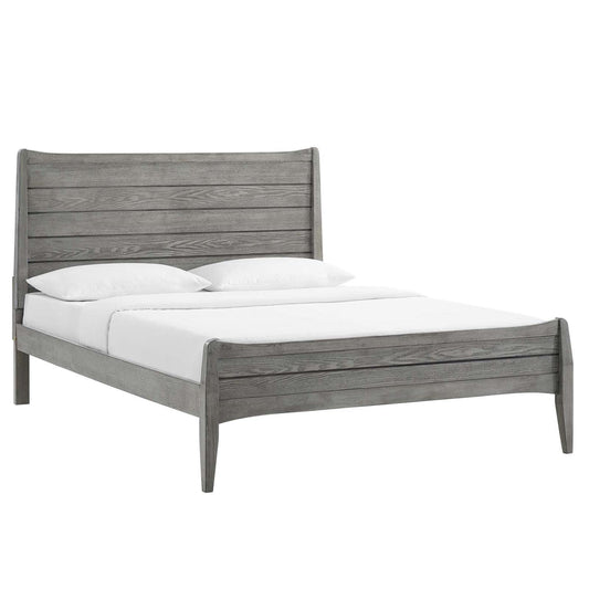 Bed | CasaFoyer Georgia Wood Queen Platform Bed | Rustic Charm meets Modern Farmhouse Style | Durable Rubberwood and MDF Construction | No Box Spring Needed | Easy Assembly | Gray | casafoyer.myshopify.com