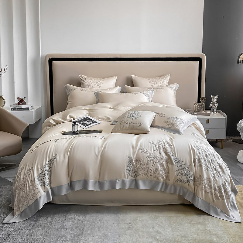 Bed Linen | CasaFoyer High-end Embroidered Lyocell Fiber Bedding Four-piece Set | casafoyer.myshopify.com