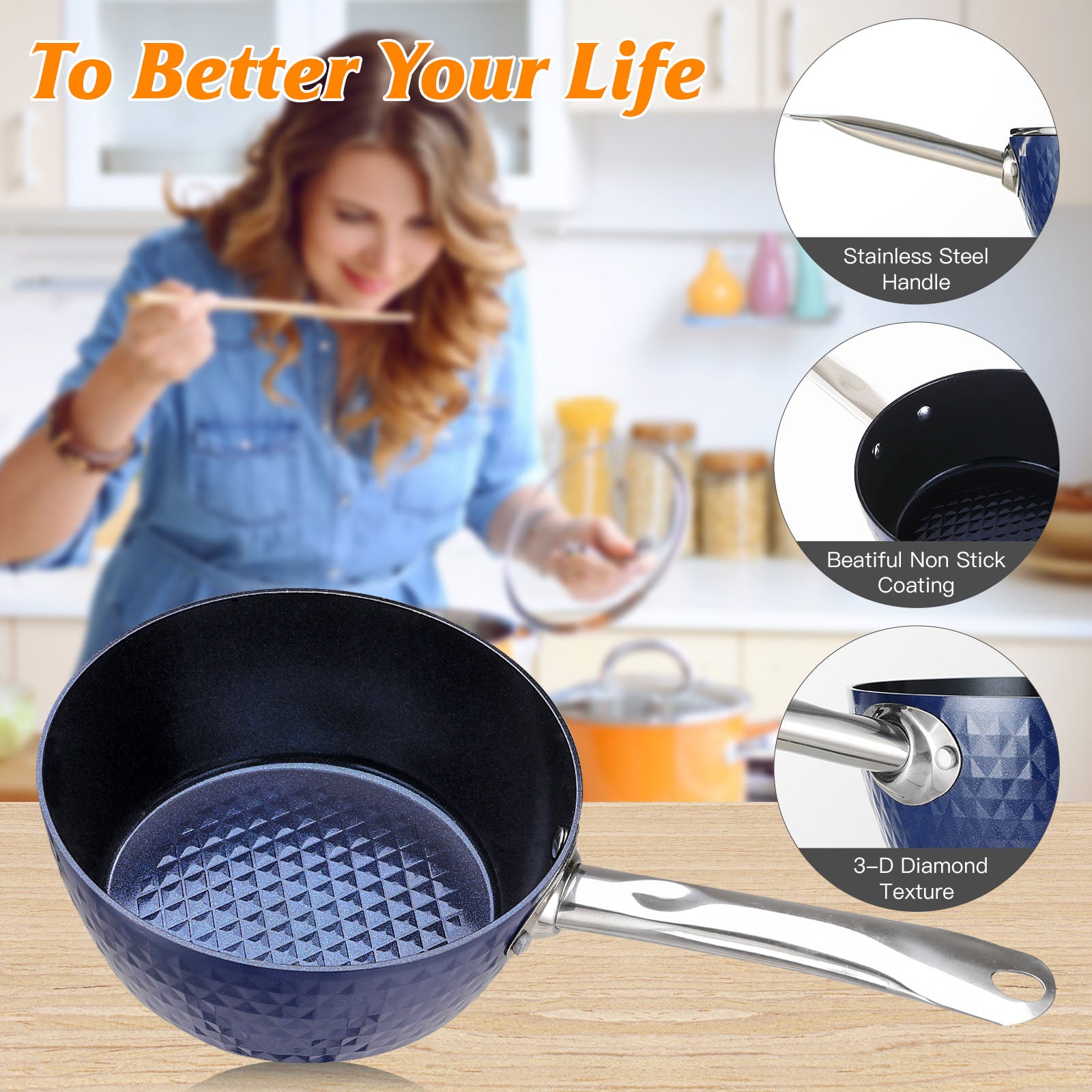 Cookware | CasaFoyer 20cm Induction Saucepan with Lid - 1.8L Non-Stick Milk Pan | casafoyer.myshopify.com