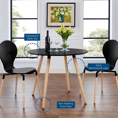 patio dining tables | CasaFoyer Track Circular Dining Table | Minimalist Modern Design | Sturdy Beechwood Legs | Sleek Veneer Top | Versatile & Stylish | Dynamic Atmosphere | casafoyer.myshopify.com
