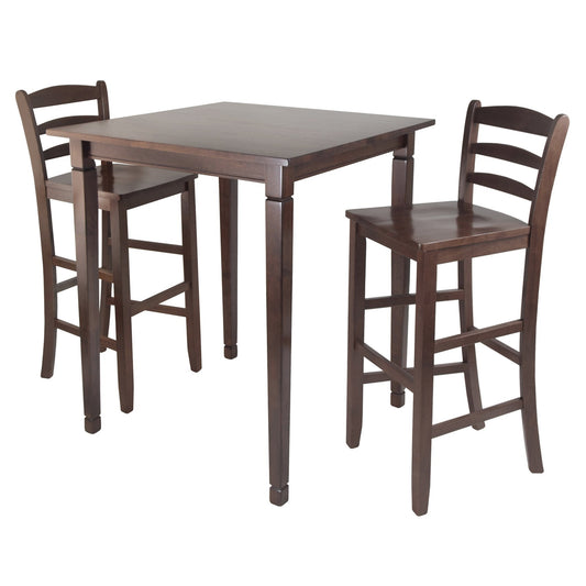 childrens table and chair sets | CasaFoyer Kingsgate High Table Set | 3-Piece | Ladder Back Chairs | Solid Wood | Antique Walnut Finish | Ideal for Kitchen | 33.86 W x 33.86 D x 38.9 H | 38.5 lbs | casafoyer.myshopify.com