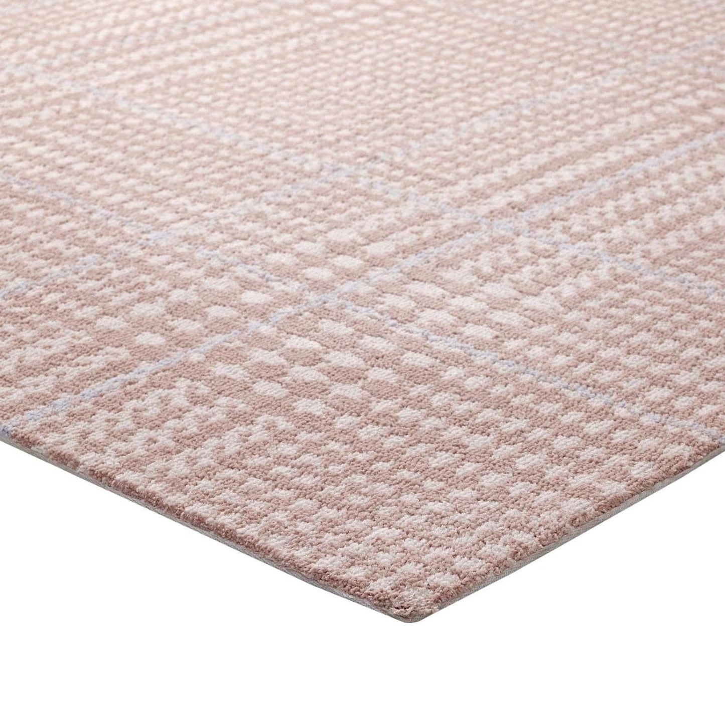 area rugs | CasaFoyer Kaja Criss-Cross Modern Abstract Area Rug | Plush Polyester Microfiber | Stain-Resistant | Non-Shedding | Easy to Clean | 5x8 Ivory, Cameo Rose, Light Blue | casafoyer.myshopify.com