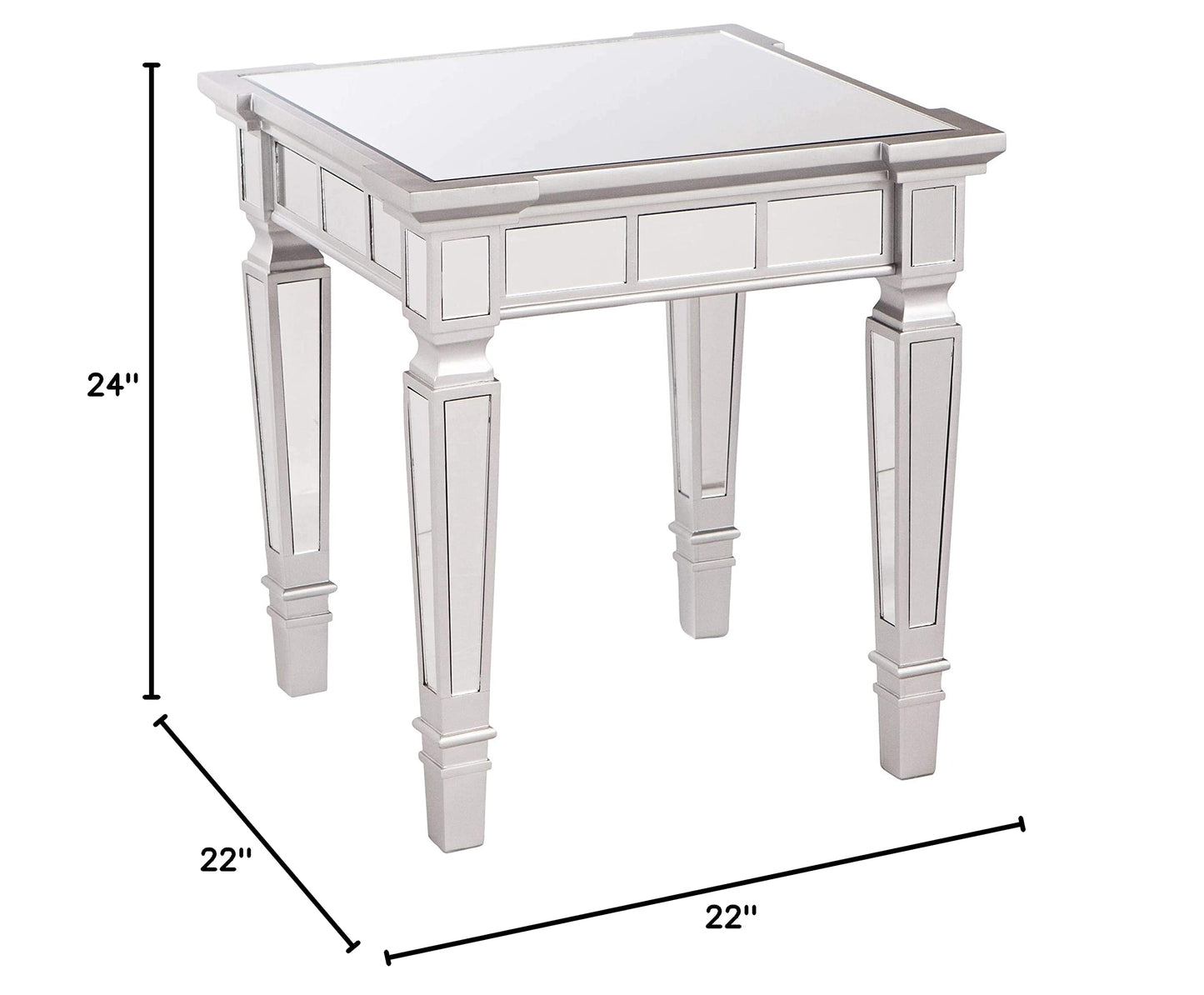 TABLE | Sophisticated End Table | Matte Silver Frame | Mirrored Tiles | Hollywood Glamour | casafoyer.myshopify.com