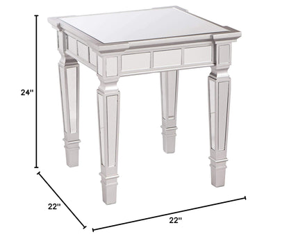 TABLE | Sophisticated End Table | Matte Silver Frame | Mirrored Tiles | Hollywood Glamour | casafoyer.myshopify.com