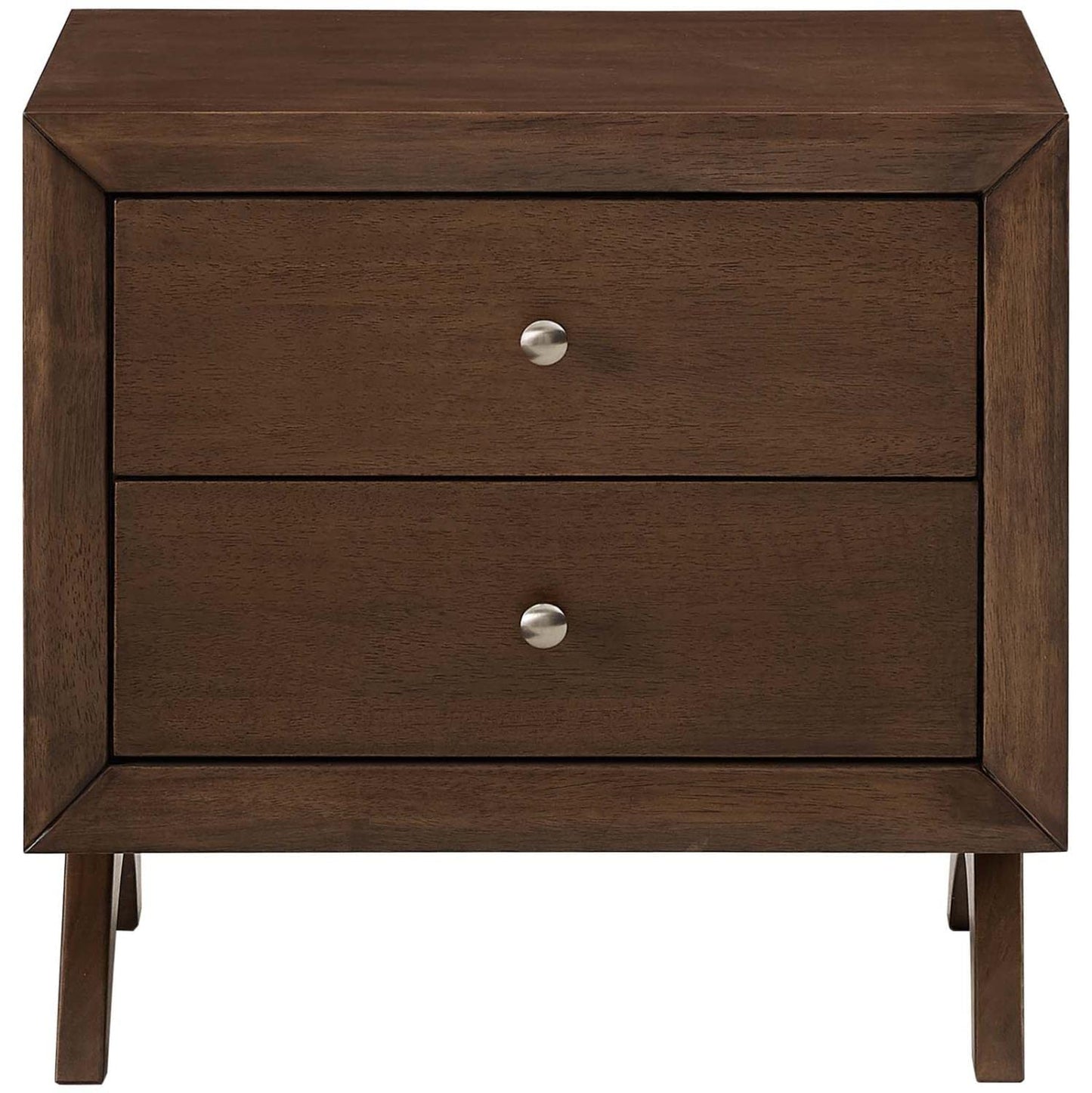 TABLE | CasaFoyer Providence Retro Style Nightstand or End Table | Solid Wood Construction | Mid-Century Design | 2 Drawers for Ample Storage | Walnut Finish | casafoyer.myshopify.com