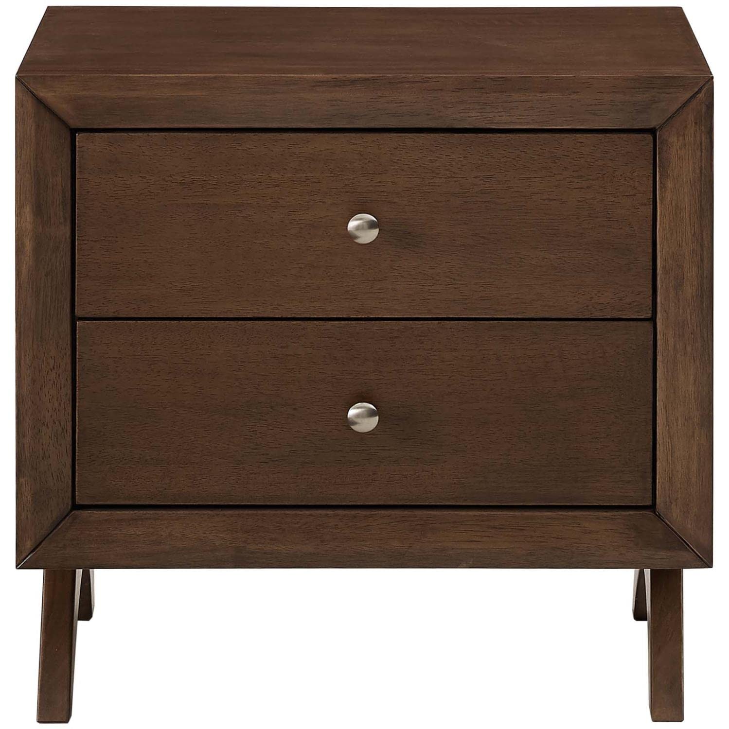 TABLE | CasaFoyer Providence Retro Style Nightstand or End Table | Solid Wood Construction | Mid-Century Design | 2 Drawers for Ample Storage | Walnut Finish | casafoyer.myshopify.com