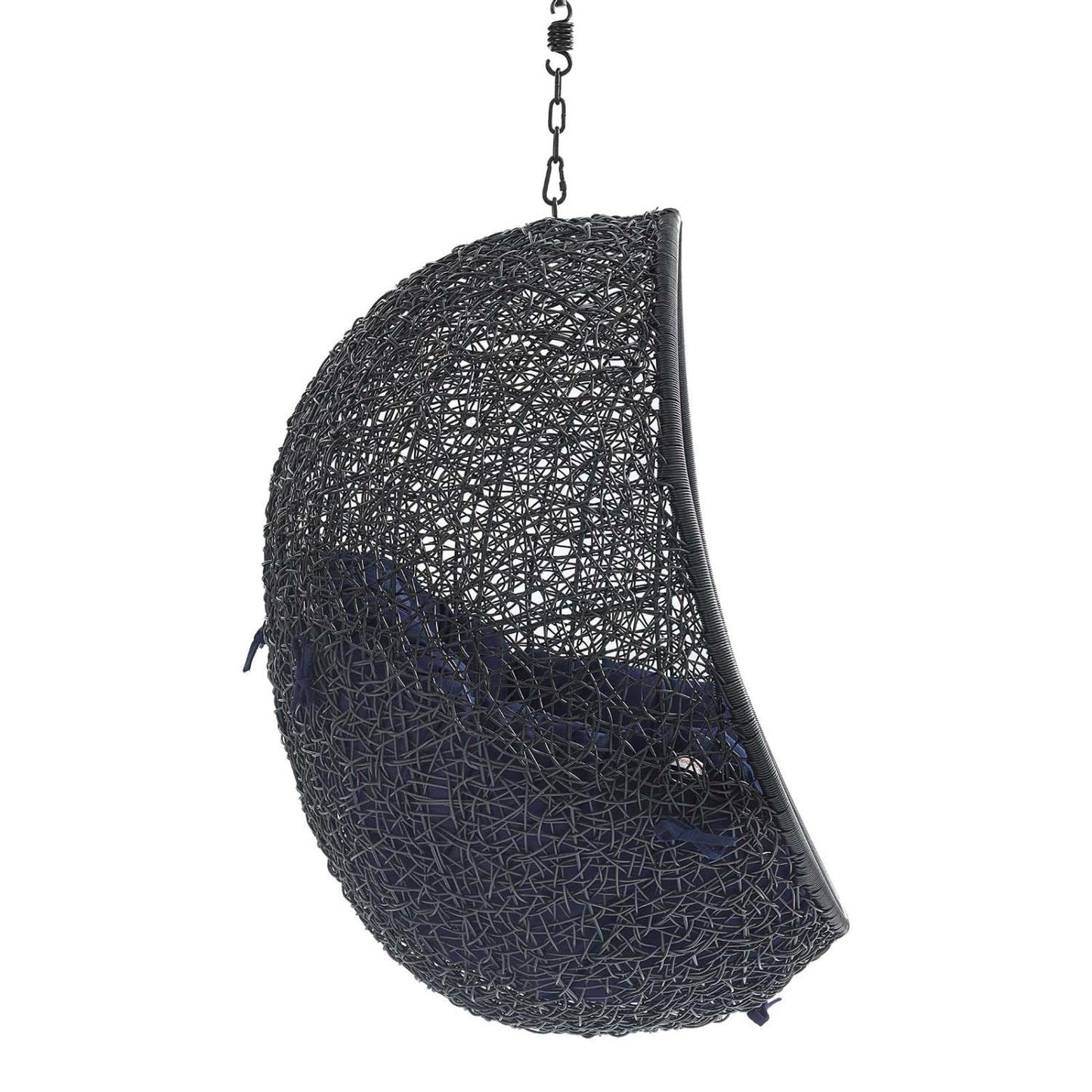 porch swings | Ergode Encase Outdoor Patio Swing Chair | Exotic Island Tranquility | Synthetic Rattan | All-Weather Cushion | Steel Frame | Adjustable Chain | Weather & UV Resistant | Perfect for Patio, Backyard, Porch, Poolside | Indoor/Outdoor Use | (Black Navy) | casafoyer.myshopify.com