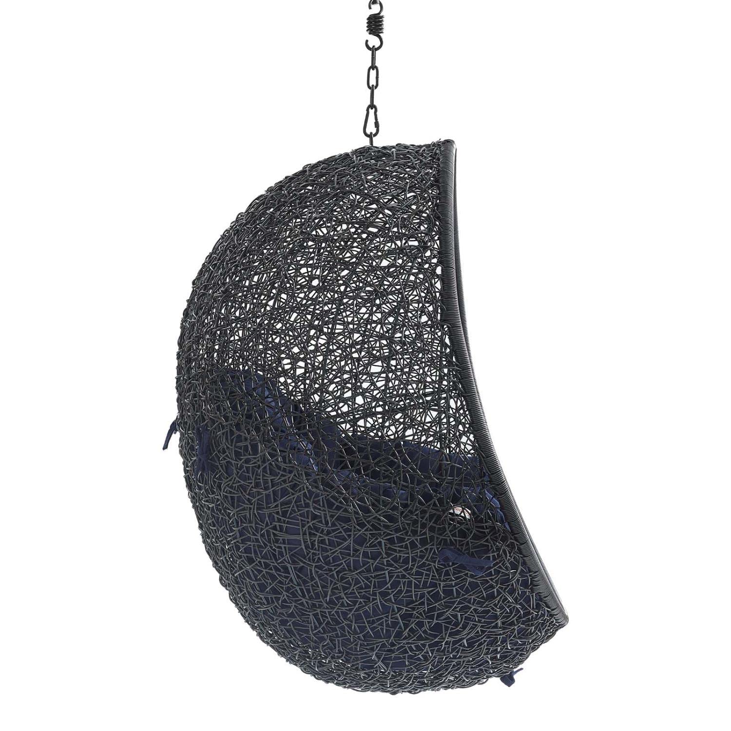 porch swings | Ergode Encase Outdoor Patio Swing Chair | Exotic Island Tranquility | Synthetic Rattan | All-Weather Cushion | Steel Frame | Adjustable Chain | Weather & UV Resistant | Perfect for Patio, Backyard, Porch, Poolside | Indoor/Outdoor Use | (Black Navy) | casafoyer.myshopify.com