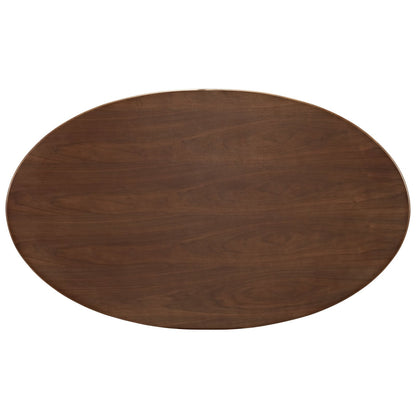 Dining Table | Lippa 60 Oval Walnut Dining Table | Timeless Modern Design | Walnut Veneer Top | Tapered Metal Base | Chip-Resistant Finish | casafoyer.myshopify.com