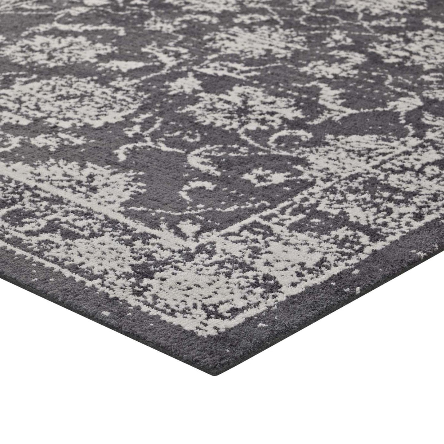 Carpet & Rugs | CasaFoyer Kazia Distressed Floral Lattice Area Rug | Modern Design | Plush Microfiber | Stain Resistant | 5x8 Dark Gray and Ivory | casafoyer.myshopify.com