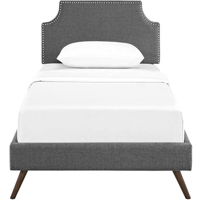 Bed | CasaFoyer Corene Platform Bed | Solid Wood Frame | Polyester Upholstery | Tapered Legs | Memory Foam Mattress Compatible | Gray | casafoyer.myshopify.com